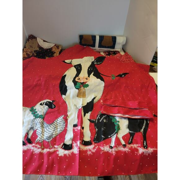 Fabric & Aprons To Sew Holiday Christmas Santa Claus Animal Print Textile - Picture 3 of 7